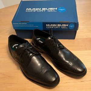 Nunn Bush Wingtip Oxford Dress Shoe With Comfort Gel Cushions Like New Black